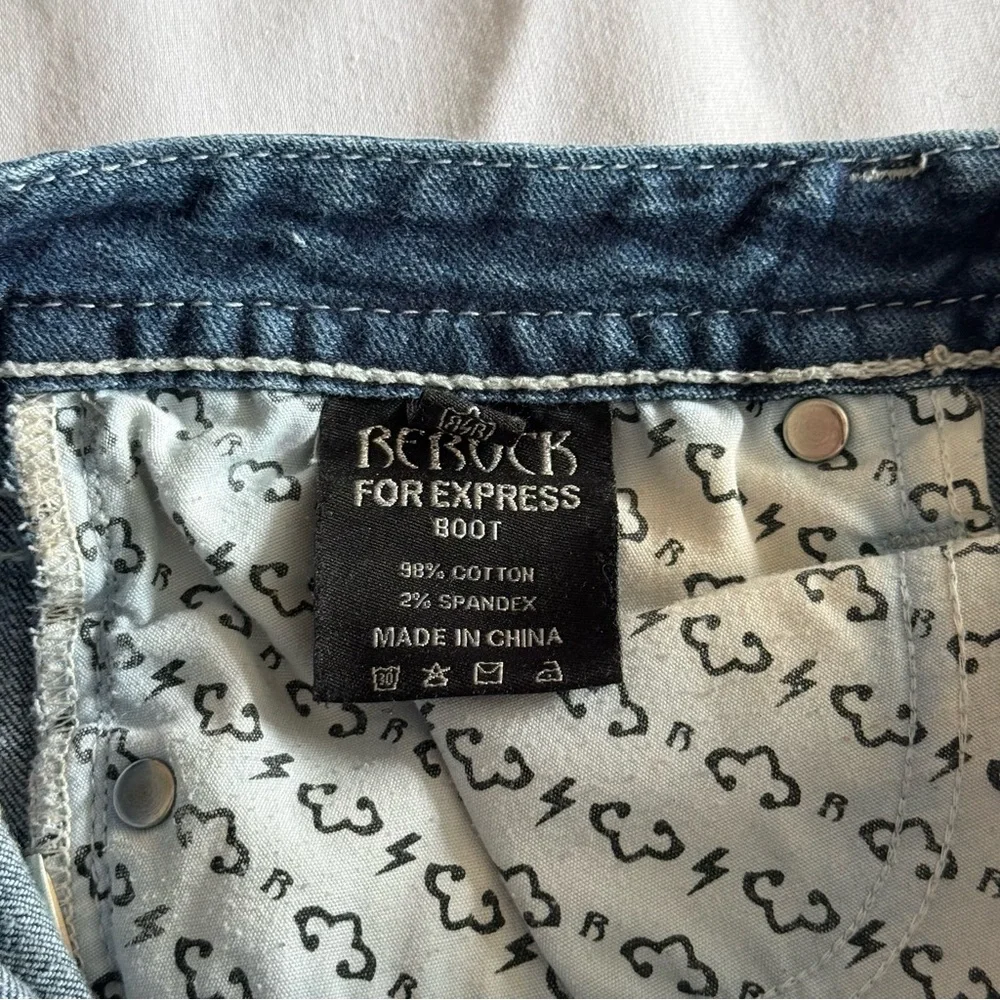 Y2K ReRock For Express Bootcut Jeans Sz 6 Thick Stitch Cowgirl Country Rodeo‎